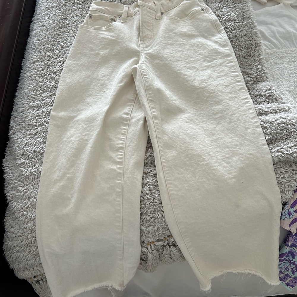 Madewell White Flare Wide Leg Jeans